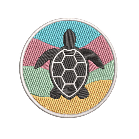 Sea Turtle Silhouette 3.5" Embroidered Iron or Sew-on Patch