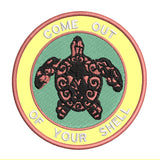 Tribal Turtle Come Out of Your Shell 3.5" Embroidered Iron or Sew-on Patch