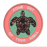 Tribal Turtle Come Out of Your Shell 3.5" Embroidered Iron or Sew-on Patch