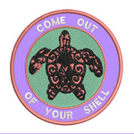 Tribal Turtle Come Out of Your Shell 3.5" Embroidered Iron or Sew-on Patch