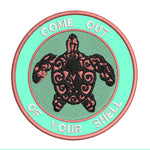 Tribal Turtle Come Out of Your Shell 3.5" Embroidered Iron or Sew-on Patch