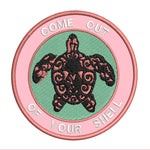 Tribal Turtle Come Out of Your Shell 3.5" Embroidered Iron or Sew-on Patch