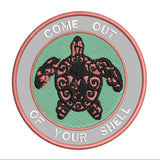 Tribal Turtle Come Out of Your Shell 3.5" Embroidered Iron or Sew-on Patch