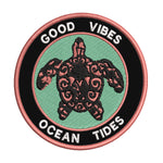 Tribal Turtle Good Vibes & Ocean Tides 3.5" Embroidered Iron or Sew-on Patch