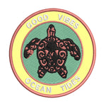 Tribal Turtle Good Vibes & Ocean Tides 3.5" Embroidered Iron or Sew-on Patch