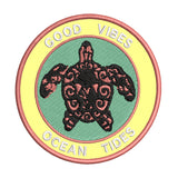 Tribal Turtle Good Vibes & Ocean Tides 3.5" Embroidered Iron or Sew-on Patch