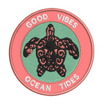 Tribal Turtle Good Vibes & Ocean Tides 3.5" Embroidered Iron or Sew-on Patch