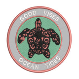 Tribal Turtle Good Vibes & Ocean Tides 3.5" Embroidered Iron or Sew-on Patch