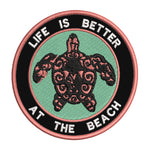 Tribal Turtle Life is Better at the Beach 3.5" Embroidered Iron or Sew-on Patch