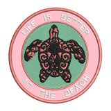 Tribal Turtle Life is Better at the Beach 3.5" Embroidered Iron or Sew-on Patch