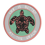 Tribal Turtle Life is Better at the Beach 3.5" Embroidered Iron or Sew-on Patch