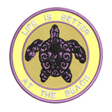 Tribal Turtle Life is Better at the Beach 3.5" Embroidered Iron or Sew-on Patch