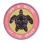 Tribal Turtle Life is Better at the Beach 3.5" Embroidered Iron or Sew-on Patch