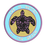 Tribal Turtle Life is Better at the Beach 3.5" Embroidered Iron or Sew-on Patch