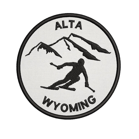 Alta, Wyoming - Extreme Sports Skier 3.5" Embroidered Iron or Sew-on Patch