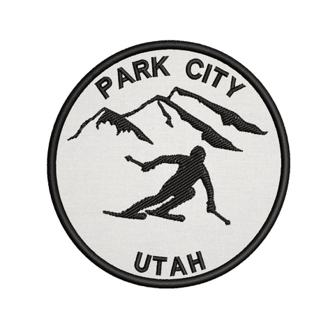 Park City, Utah - Extreme Sports Skier 3.5" Embroidered Iron or Sew-on Patch