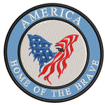 US Flag with Eagle - Home of the Brave 3.5" Embroidered Iron or Sew-on Patch