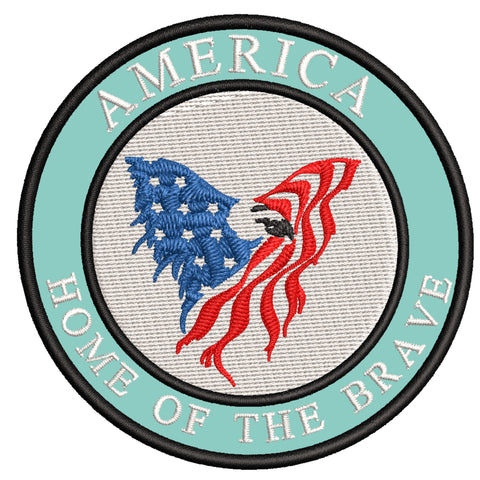 US Flag with Eagle - Home of the Brave 3.5" Embroidered Iron or Sew-on Patch