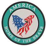 US Flag with Eagle - Home of the Brave 3.5" Embroidered Iron or Sew-on Patch