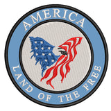 America- Land of the Free - Eagle - 3.5" Embroidered Iron or Sew-on Patch