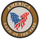 America- Land of the Free - Eagle - 3.5" Embroidered Iron or Sew-on Patch