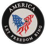 America- Let Freedom Ring - Eagle - 3.5" Embroidered Iron or Sew-on Patch