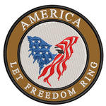 America- Let Freedom Ring - Eagle - 3.5" Embroidered Iron or Sew-on Patch