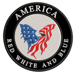 America - Red White and Blue - Eagle - 3.5" Embroidered Iron or Sew-on Patch