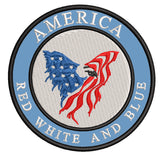 America - Red White and Blue - Eagle - 3.5" Embroidered Iron or Sew-on Patch