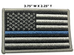 American Flag with Thin Blue Line Iron on Sew On Embroidered Patch