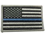 American Flag with Thin Blue Line Iron on Sew On Embroidered Patch