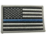 American Flag with Thin Blue Line Iron on Sew On Embroidered Patch