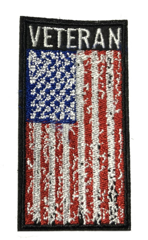 American Flag Veteran (Distressed) Iron on Sew On Embroidered Patch