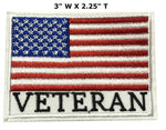 American Flag Veteran Iron on Sew On Embroidered Patch