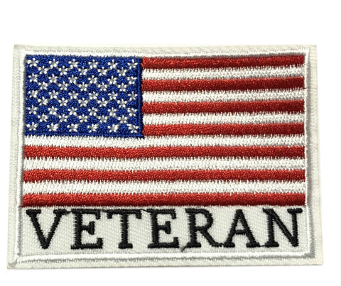 American Flag Veteran Iron on Sew On Embroidered Patch