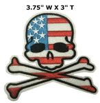 Skull American Flag USA Embroidered Patch Iron or Sew-on Honor our Veterans Patriotic Series