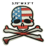 Skull American Flag USA Embroidered Patch Iron or Sew-on Honor our Veterans Patriotic Series