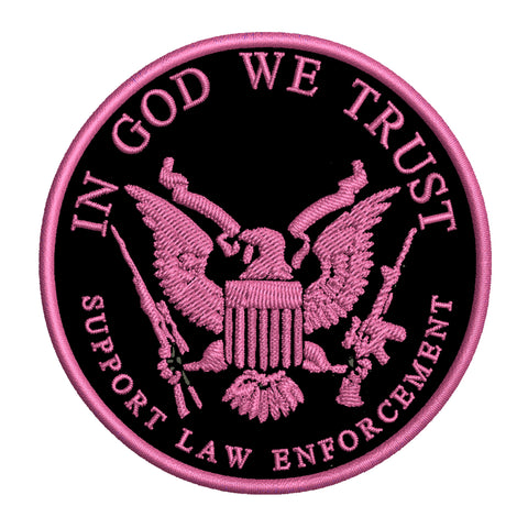 In God We Trust - Support Our Law Enforcement - 3.5" Embroidered Patch Iron or Sew-on Patriotic US Constitution Series