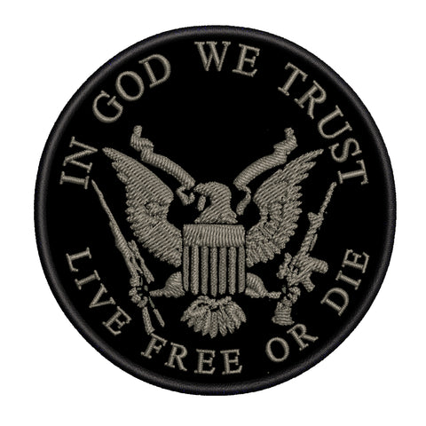 Live Free or Die - In God We Trust - 3.5" Embroidered Patch Iron or Sew-on Patriotic US Constitution Series