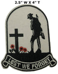 Lest We Forgot Embroidered Patch Iron or Sew-on Honor our Veterans Patriotic Series