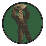 Bigfoot Throwing Boulder / Rock  3.5" Embroidered Iron / Sew-on Patch Cryptid Creature Series