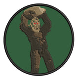 Bigfoot Throwing Boulder / Rock  3.5" Embroidered Iron / Sew-on Patch Cryptid Creature Series