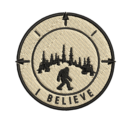 Bigfoot I Believe Compass 3.5" Embroidered Patch Iron Sew-on Cryptid Creature Series
