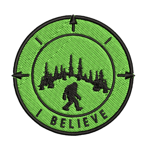Bigfoot I Believe Compass 3.5" Embroidered Patch Iron Sew-on Cryptid Creature Series