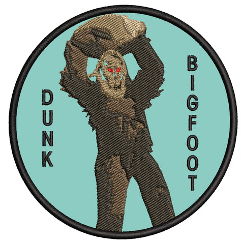 Bigfoot with Boulder- I Believe - 3.5" Embroidered Iron / Sew-on Patch Cryptid Creature Series