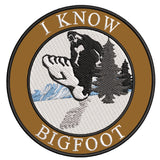 Bigfoot in Snow - I Know - 3.5" Embroidered Iron / Sew-on Patch Cryptid Creature Series