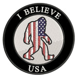 Bigfoot USA Flag - I Believe - 3.5" Embroidered Iron / Sew-on Patch Cryptid Creature Series