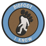 Bigfoot Foot - I Know - 3.5" Embroidered Iron / Sew-on Patch Cryptid Creature Series