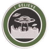 I Believe - UFO - 3.5" Embroidered Iron / Sew-on Patch Alien Space Ship Aliens Unexplained Mysteries Series