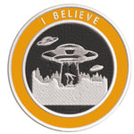 I Believe - UFO - 3.5" Embroidered Iron / Sew-on Patch Alien Space Ship Aliens Unexplained Mysteries Series